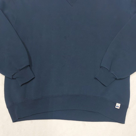Vintage 90s Russell Athletic Navy Blue Blank Crewneck Sweatshir USA Made Size XL - Picture 4 of 12